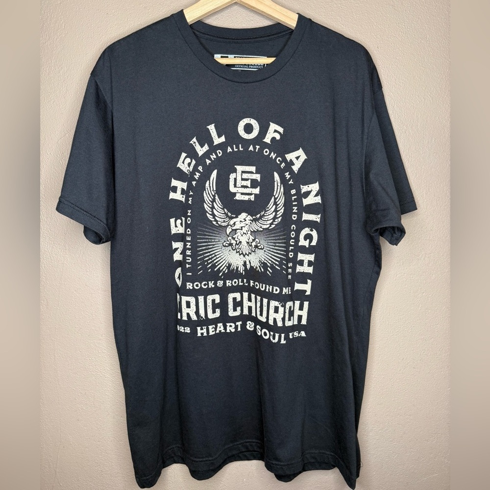 Eric Church One Hell of A Night, Heart & Soul Tour Black Graphic Band T Men's XL